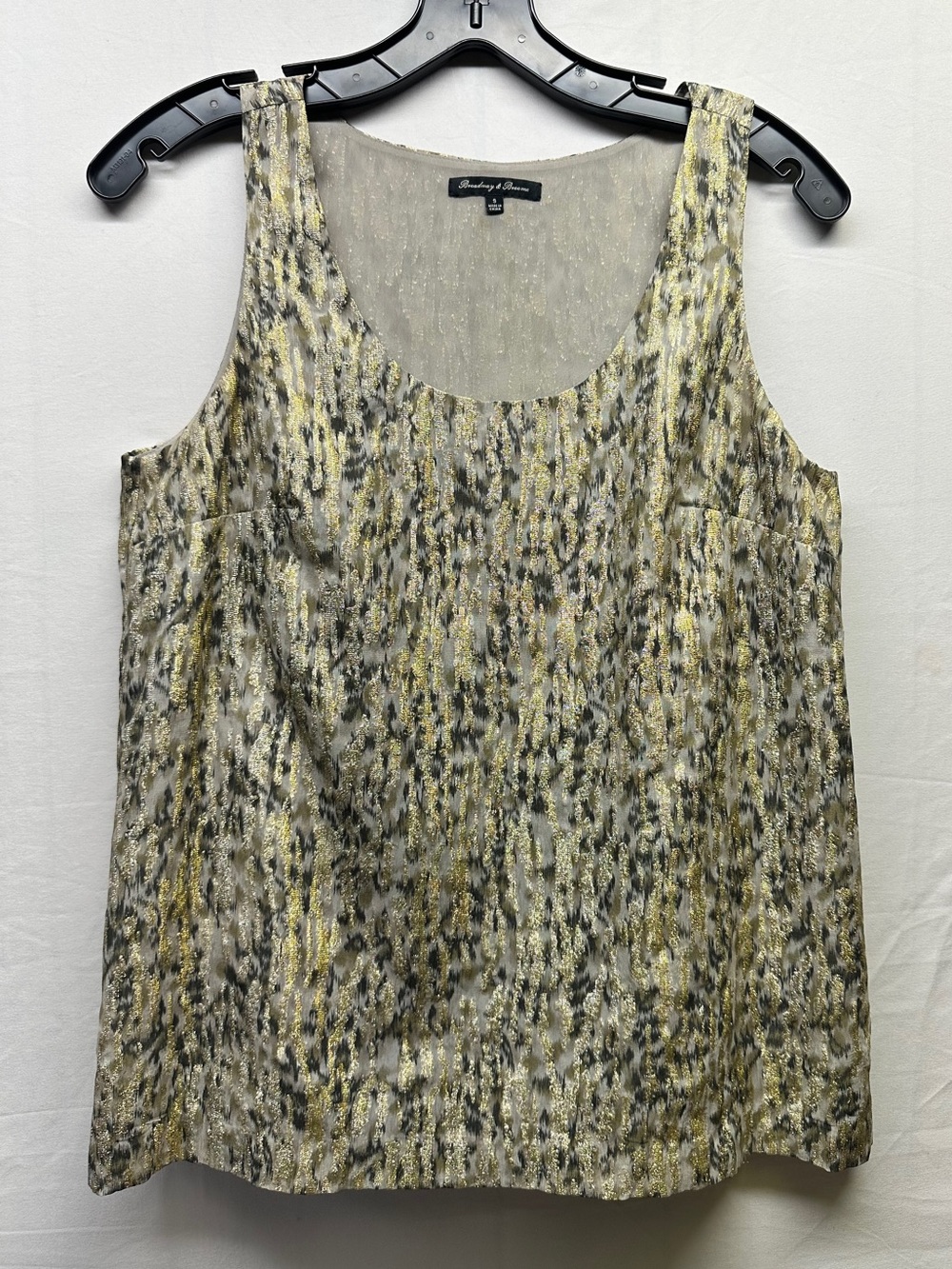 Silk Metallic Animal-Print Tank Top - Gold & Gray